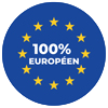 Logo arrondi de l'Europe avec la mention 100% européen